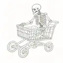 skeleton pushing shopping cart   tattoo design idea