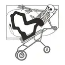 shopping cart with skeleton pushing it down hill overlooking tattoo design idea