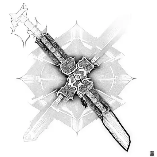 Raiden Shogun sword from computer game genshin impact tattoo design idea