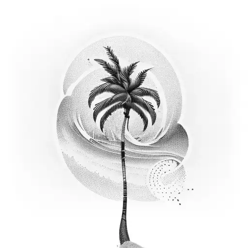 Palm Tree with Waves tattoo design idea