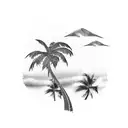 Palm Tree with Waves tattoo design idea