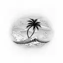 Palm Tree with Waves tattoo design idea