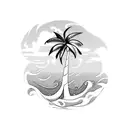 Palm Tree with Waves tattoo design idea