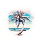 Palm Tree with Waves tattoo design idea
