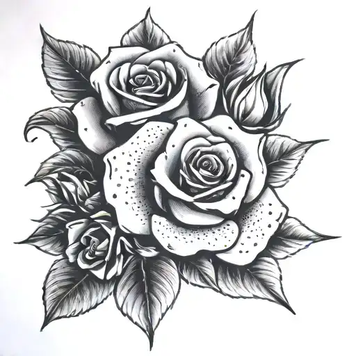 Stars and roses tattoo design idea