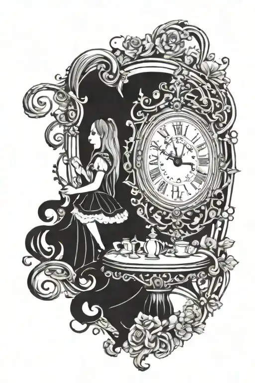 dark alice in wonderland mirror half sleeve tattoo tattoo design idea