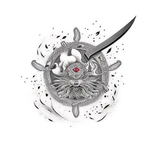 knife fire cousine chef tattoo design idea