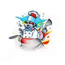 chef knife on fire tattoo design idea