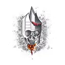 chef knife on fire tattoo design idea
