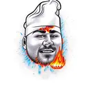 chef knife on fire tattoo design idea