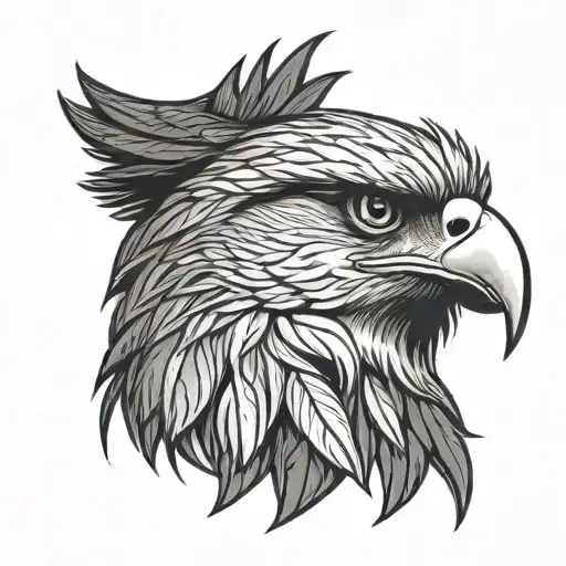 Philippine eagle head profile holding tattoo design idea