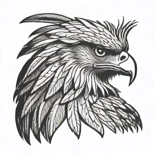 Philippine eagle head profile holding hands with his tattoo design idea