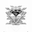 A dotwork tattoo of Superman's silhouette filled with intricate psychological symbols tattoo design idea