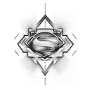 A dotwork tattoo of Superman's silhouette filled with intricate psychological symbols tattoo design idea