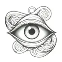 minimalist  inner wrist infinity loop with eye inside tattoo design idea