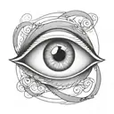 minimalist  inner wrist infinity loop with eye inside tattoo design idea