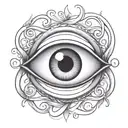 minimalist  inner wrist infinity loop with eye inside tattoo design idea