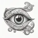 minimalist  inner wrist infinity loop with eye inside tattoo design idea