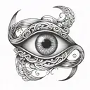 minimalist  inner wrist infinity loop with eye inside tattoo design idea