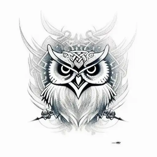 viking owl tattoo design idea