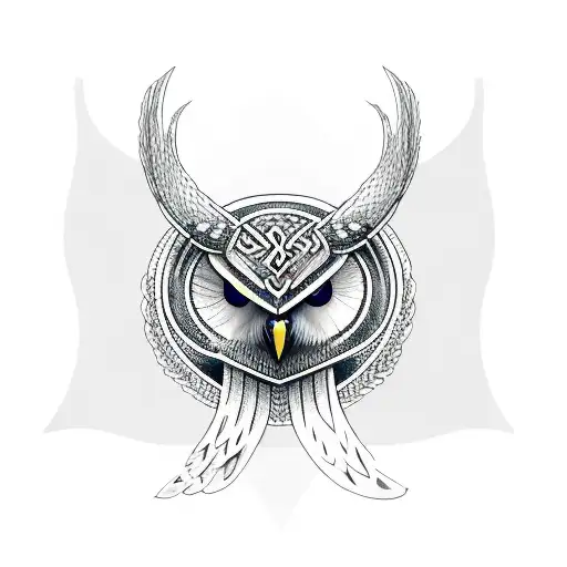 viking dressed as an owl tattoo design idea