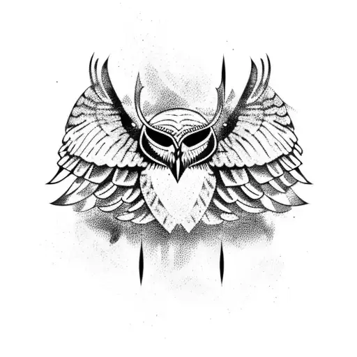 viking dressed as an owl tattoo design idea