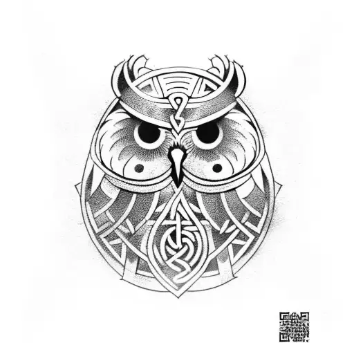 viking owl tattoo design idea