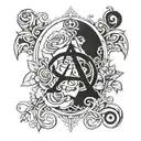 Christian alpha omega with rose intertwined tattoo design idea