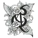 Christian alpha omega with rose intertwined tattoo design idea