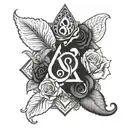 Christian alpha omega with rose intertwined tattoo design idea