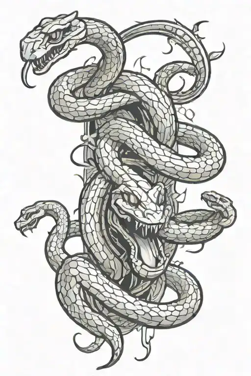 Snake going through portals from the game portal tattoo design idea