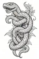 Snake going through portals from the game portal tattoo design idea