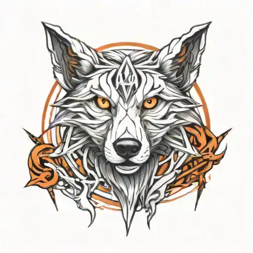 pentagram, wolf tattoo design idea