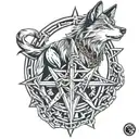 pentagram, wolf, chains  tattoo design idea