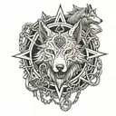 pentagram, wolf, chains  tattoo design idea