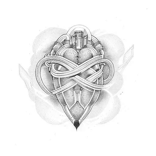 infinity heart beat tattoo design idea