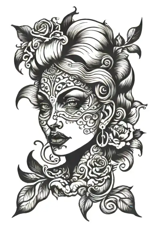 female face old aged old school tattoo tattoo design idea