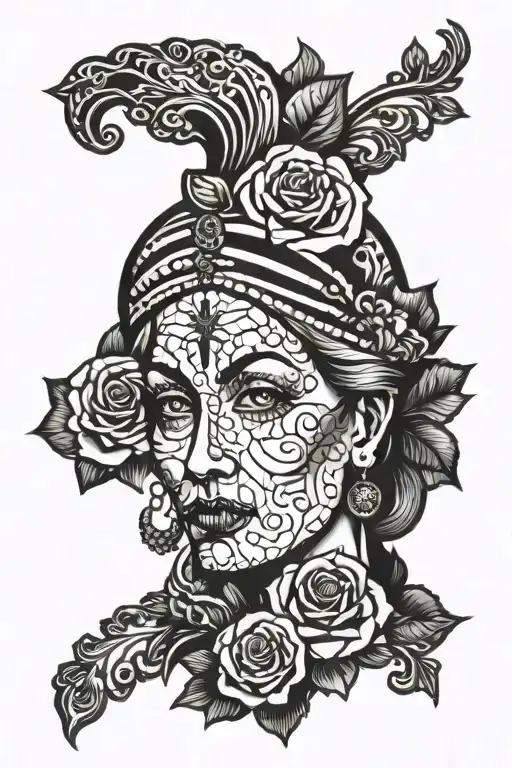 female face old aged mother old school tattoo tattoo design idea