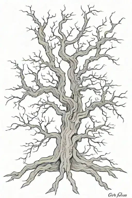 squiggly Dead tree tattoo design idea