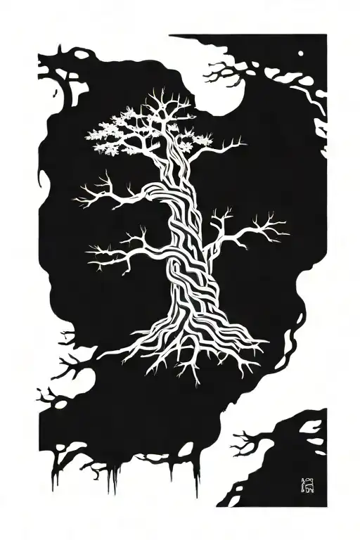 Crooked dead tree tattoo design idea