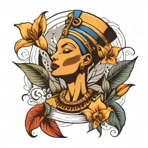 Nefertiti and lillies  tattoo design idea