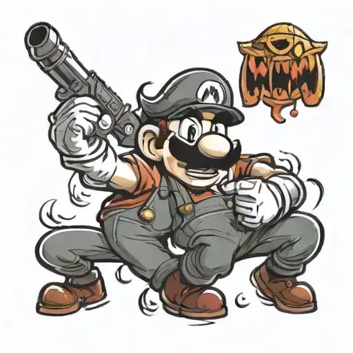 mario bros drunk tattoo design idea