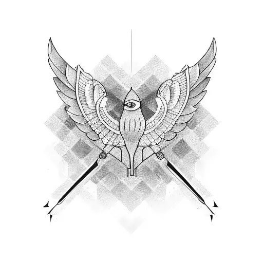 A barber's tools arranged in the shape of a bird tattoo design idea