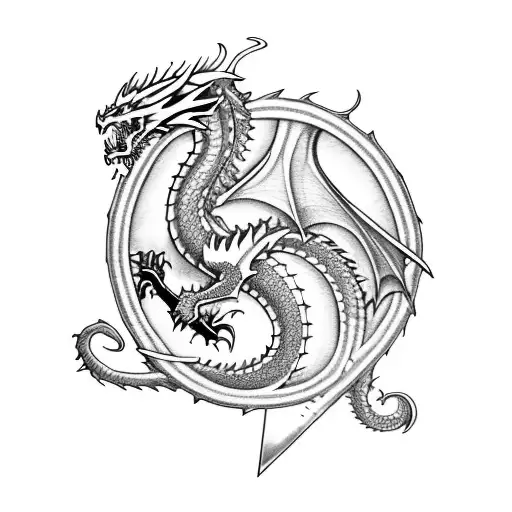 sword with Dragon wrapped around tattoo design idea