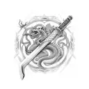 sword with Dragon wrapped around tattoo design idea