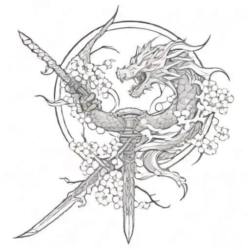 Cherry blossom, dragons katana and lightning but something simple and small tattoo design idea