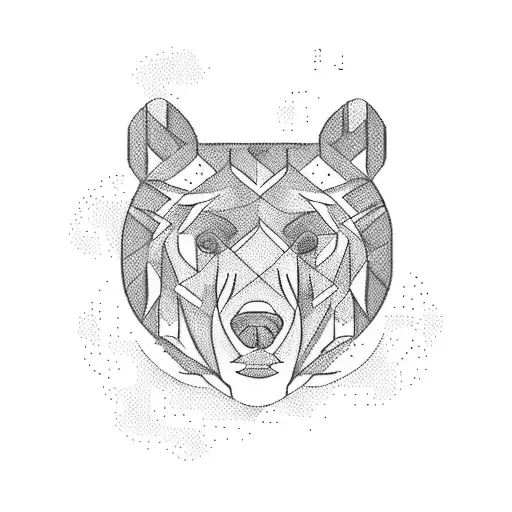 A blackwork tattoo of a hiking trail forming the shape of a bear, with a blue jay flying above it tattoo design idea