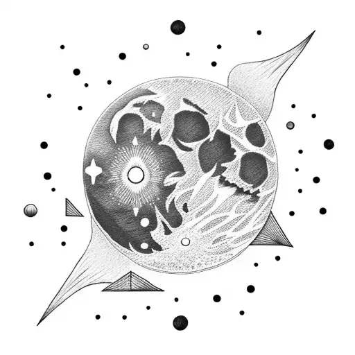 moon sunset sea 2 stars  tattoo design idea