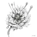 spinal cord and flowers  tattoo design idea