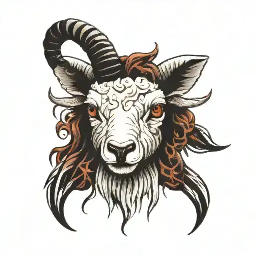 lamb with 7 horns and 7 eyes tattoo design idea
